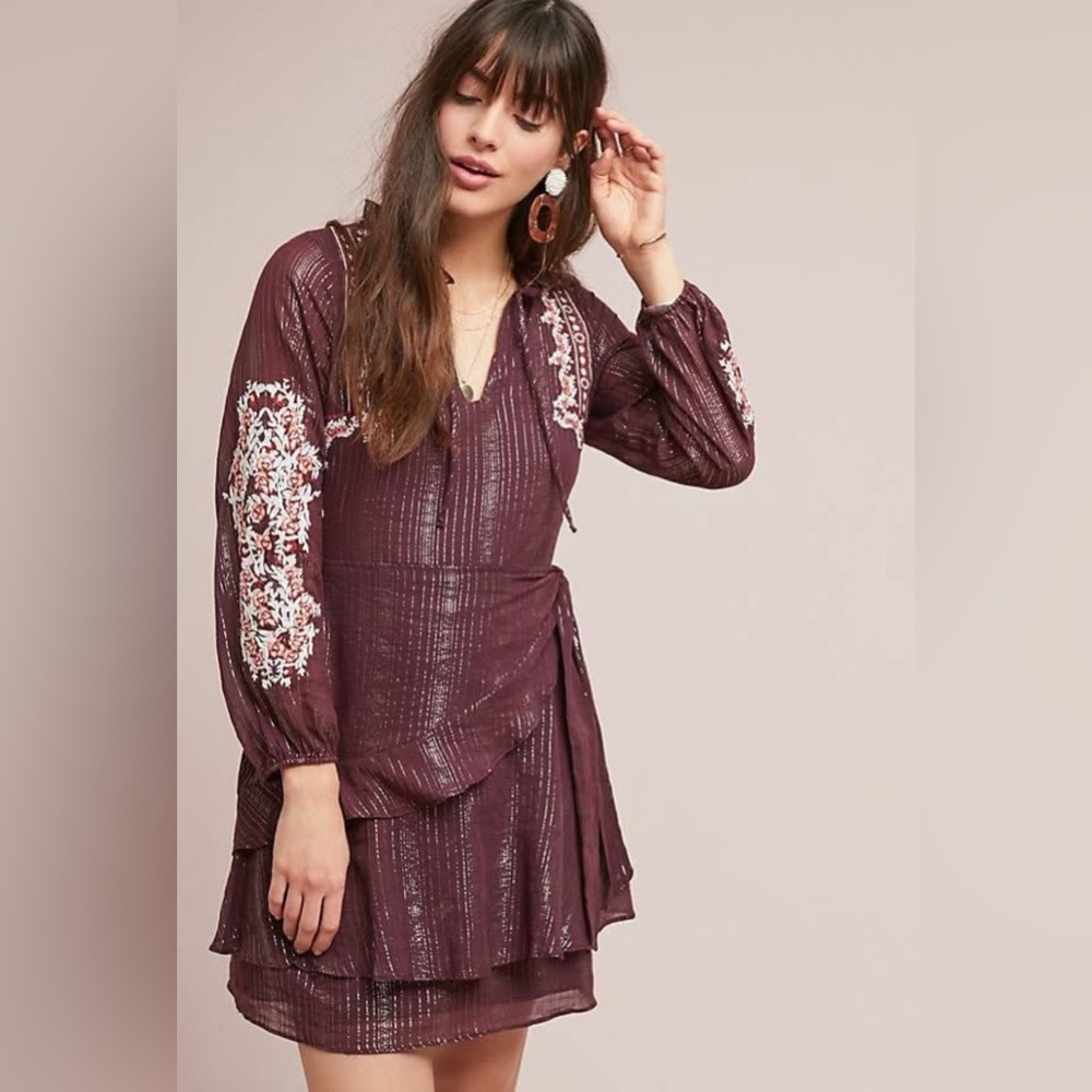 Anthropologie DOLAN Amber Embroidered Dress Sz Small